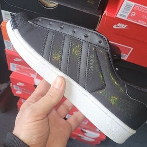 ADIDAS SUPERSTAR PREMIUM EDITION BLACK "SPARKLE REFLECTIVE"WOMEN SIZE 8 LIKE NEW